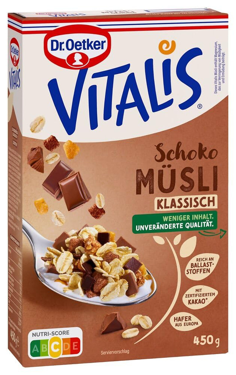 Dr. Oetker Vitalis Chocolate Muesli Classic: Muesli de desayuno con leche y chocolate negro, paquete de 7 (7 x 600 g)