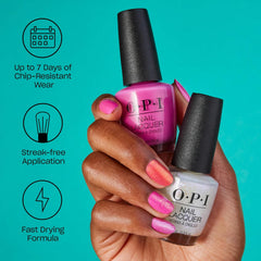 OPI Nail Lacquer en tonos de rojo y naranja - Esmalte de uñas de secado rápido, resistente a las astillas y de larga duración - dura hasta 7 días - con cepillo ProWide extra ancho