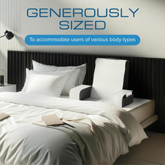 Pernă de citit tip pană, pernă de spătar pentru stat în pat, pernă cu brațe pentru TV, cărți, jocuri, dormitor, suport pentru spate (gri/alb, standard)