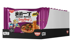 Nissin Demae Ramen - Carne Picante Paquete de 10 Fideos Instantáneos Estilo Japonés con Sabor a Carne y Especias Asiáticas Comida Asiática Rápida y Fácil de Preparar (10 x 100g)