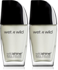 Wet n Wild Wild Shine Esmalte de uñas, formaldehído, tolueno, libre de ftalatos, fórmula de secado rápido de larga duración, capa superior mate (paquete de 2)