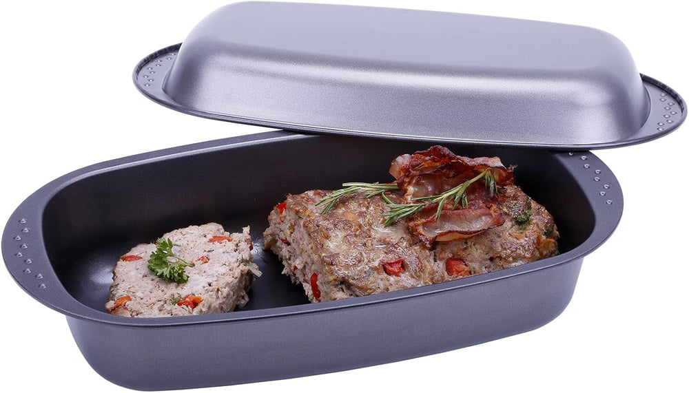 Chg 9942-04 bratenform mit deckel, antihaftbeschichte, antracita-metálico, 37 x 20 x 7 cm moldes y bandejas para hornear naty shop
