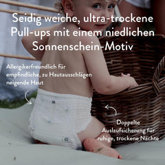 Scutece push-up, mărimea 4 L (7-12 kg) - 1 pungă cu 25 de bucăți - Fără substanțe nocive, ecologice, ultra-plate, pentru utilizare nocturnă - Fabricate în Danemarca