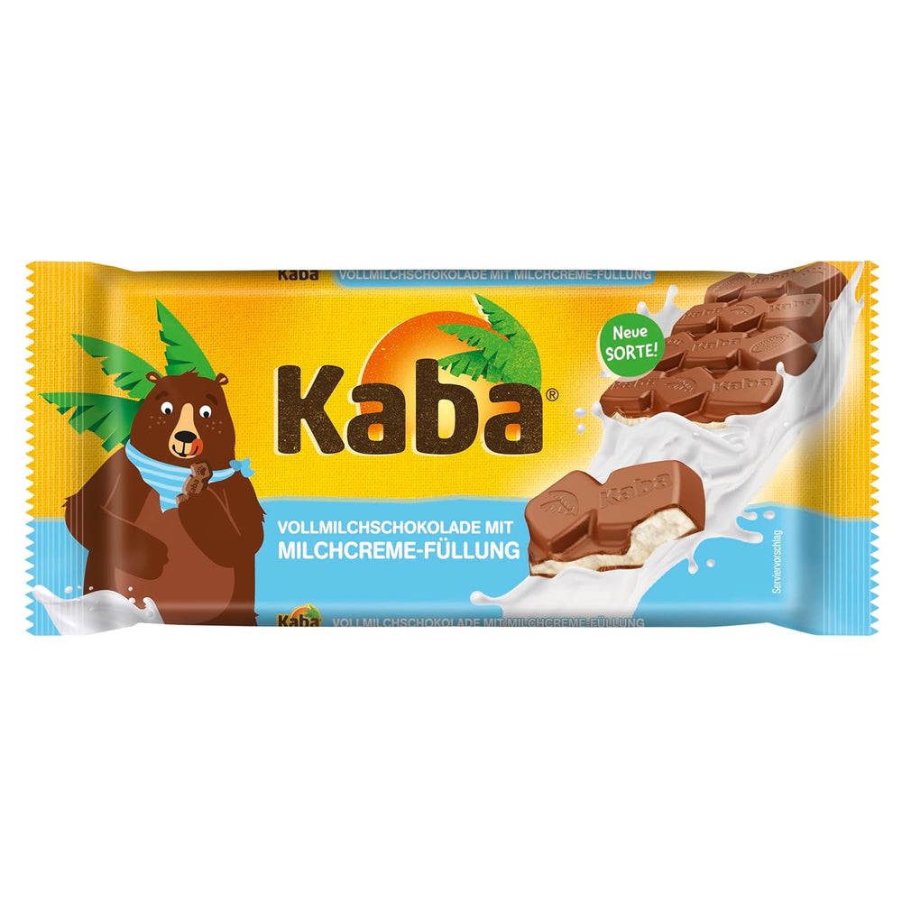 Kaba chocolate con leche entera y crema de leche, barra de chocolate rellena, barra de 90g, chocolate derretido en la boca con crema de leche ligera y sabor original Kaba