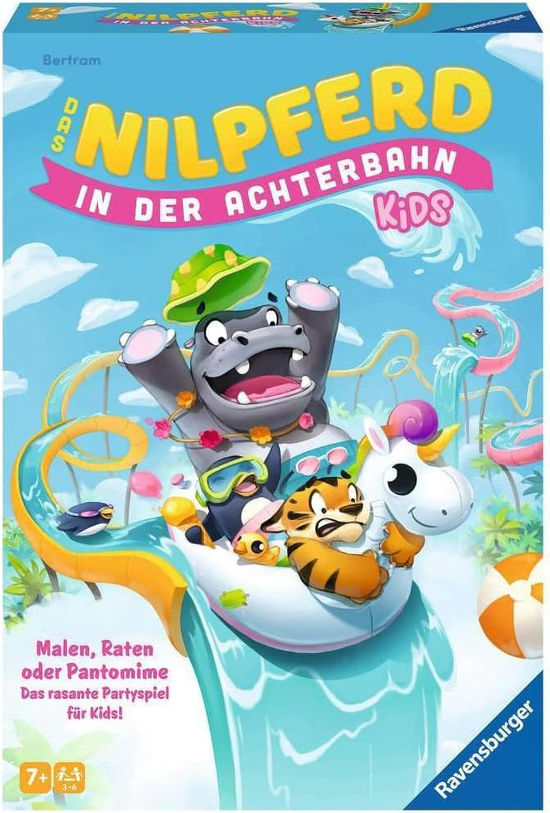 Ravensburger 22361 - Hipopotamul din Roller Coaster Kids - Joc de societate pentru copii și familii cu vârsta de 7 ani și peste, pentru 3-6 jucători - Joc de petrecere, joc de Revelion, joc pentru copii