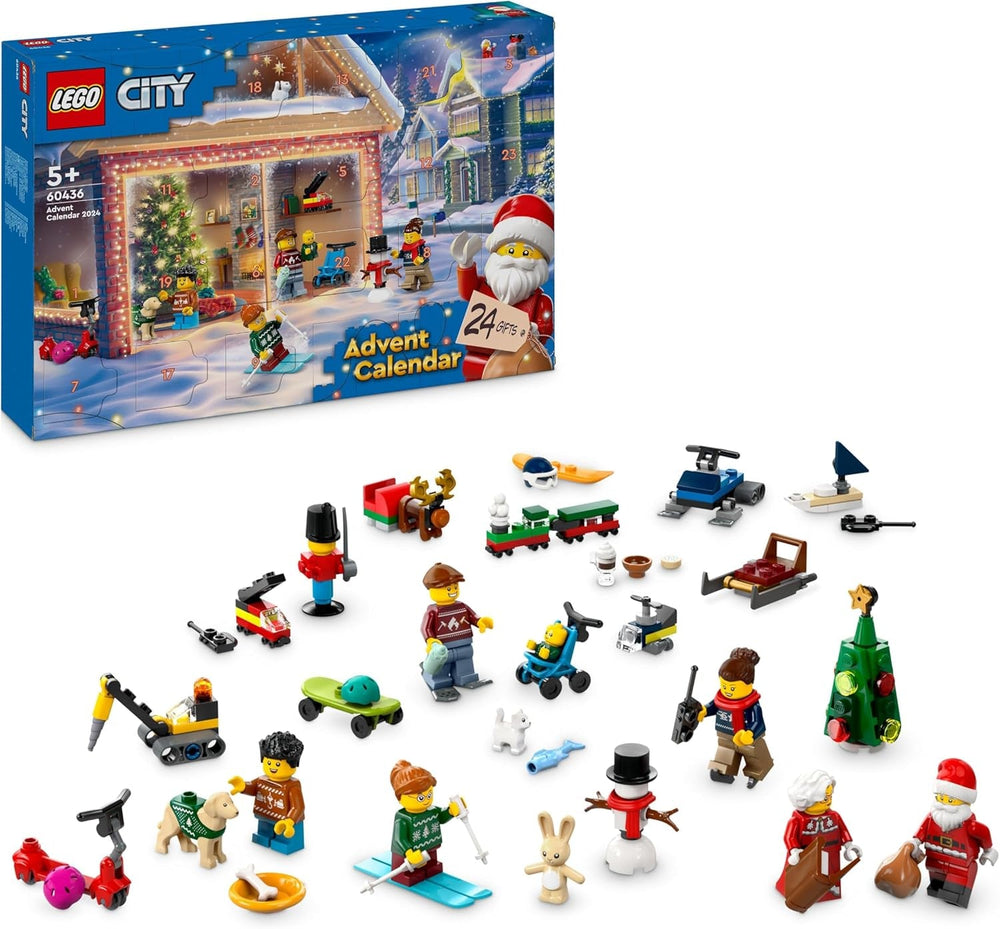 LEGO City Calendario de Adviento 2024, Regalo de Adviento para niños a partir de 5 años, 24 sorpresas, minifiguras con monos navideños, Papá Noel y la Señora Papá Noel, regalo de Navidad 60436 Juegos de construcción Besuche den LEGO-Store Single