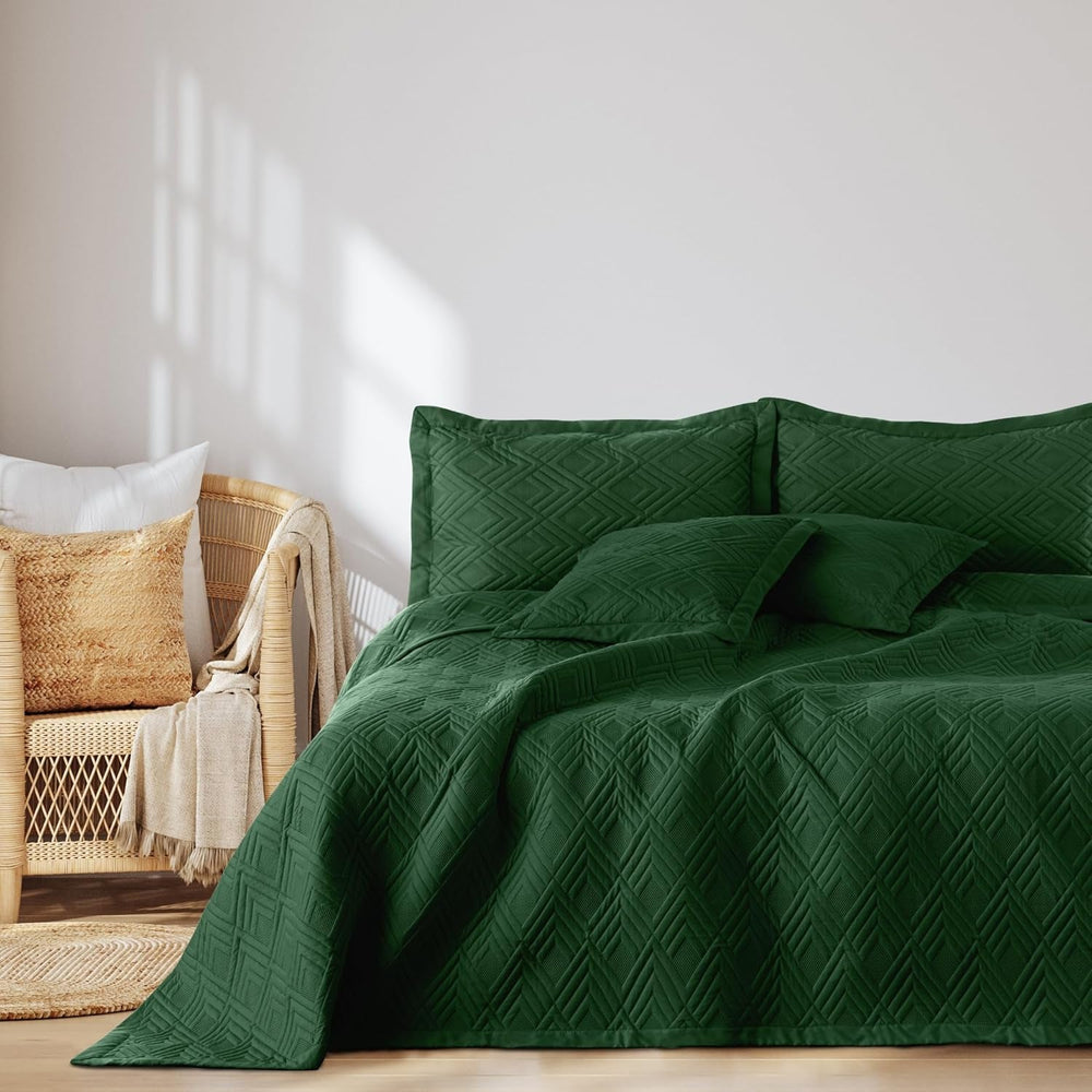 Ameliahome Cuvertură de pat 170X210 Cm Cuvertură de pat cu două fețe Ultrasonic Quilting Poliester Ophelia Dark Green Paturi si Cuverturi Besuche den AmeliaHome-Store Ophelia Verde închis 170X210 Cm