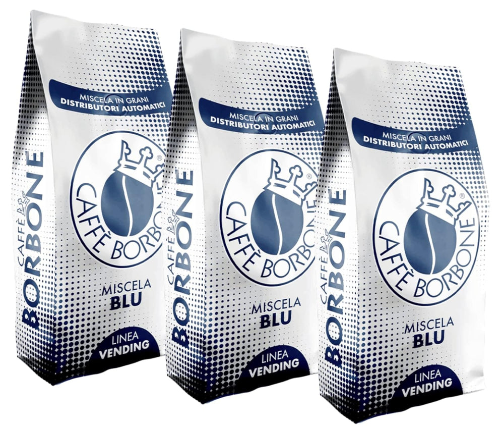 Caffé Borbone Venedig Blu 3 x 1000g din Italia | Cafea Borbone | Boabe întregi | 60% Arabica, 40% Robusta | + Produse de patiserie Jassas