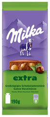 Avellanas enteras con chocolate Milka Extra - Chocolate con leche alpino con avellanas enteras crujientes - 12 x 190g
