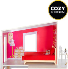 Rainbow High Townhouse - Casa de muñecas de madera de 3 pisos con 5 coloridas habitaciones y terraza - Casa completamente amueblada con ascensor y accesorios funcionales - Juguete para niños de 4 a 12 años o más Naty Shop Dollhouses