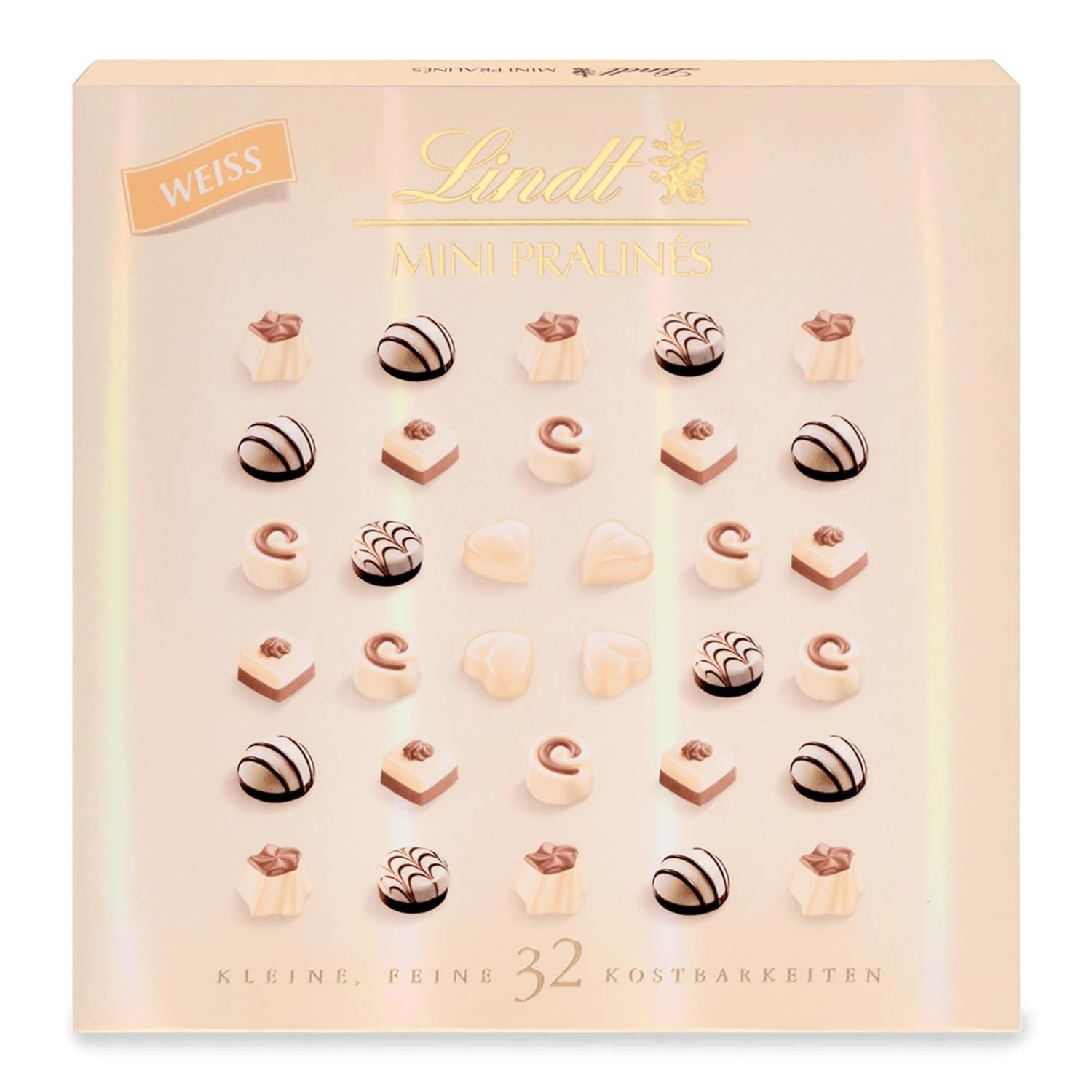Ciocolată Lindt - Nougat Mini Pralinés, 165 grame, cutie cu 36 de praline Bomboane de Ciocolata Naty Shop 163 G Ciocolata alba