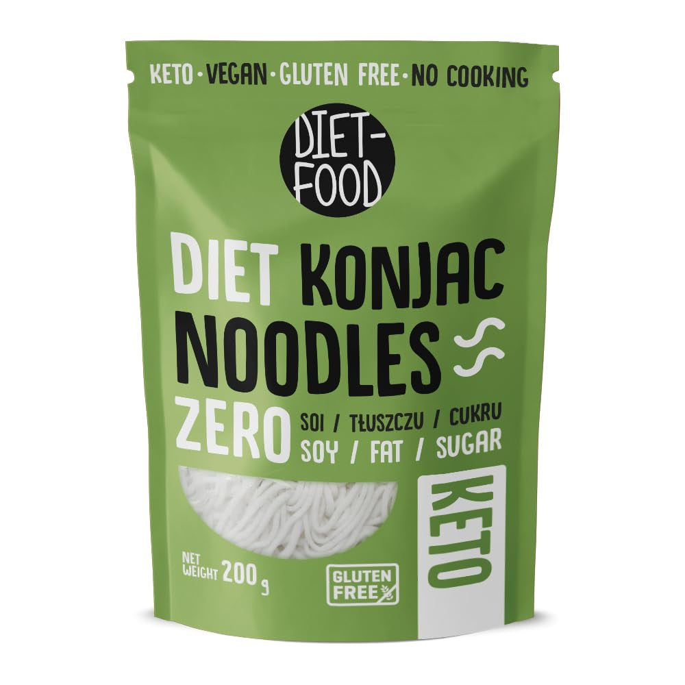 Fideos Shirataki Dietéticos | Fideos Konjac bajos en carbohidratos | 200 gramos de fideos dietéticos solubles en agua, veganos, bajos en calorías, sin grasa, sin soja, sin gluten