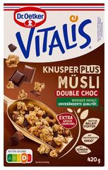 Dr. Oetker Vitalis KnusperPlus Double Chocolate: muesli crujiente con leche y chocolate negro, paquete de 7 (7 x 450 g)