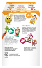 FRECHE FREUNDE Mezcla orgánica en bolsa exprimible multipack - Frutas + Cereales, Puré de frutas con cereales en bolsa exprimible para bebés a partir de 6 meses, vegano, paquete de 3, 3 x (4 x 100 g)