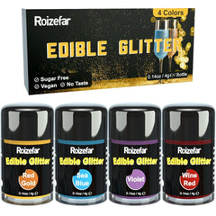 Glitter comestibil, diverse culori si cantitati Naty Shop Roșu auriu, Albastru de mare, Roșu vin, Violet 4 x 4 grame