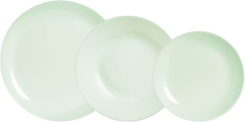 Serviciu de masă din sticlă opal, verde, 12 piese, pentru 4 persoane