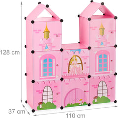 Relaxdays Estantería Habitación Infantil, Castillo de Princesas, Plástico, Armario DIY con Puertas, HBT: 128 X 110 X 37 Cm, Rosa Naty Shop Casas de Muñecas