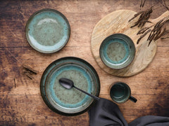 Creatable, 20166, Serie Nordic Fjord Green, 16-Teiliges Geschirrset Für 4 Personen, Kombiservice Aus Steinzeug, Spülmaschinen- Und Mikrowellengeeignet, Qualitätsproduktion Seturi vesela masa Naty Shop