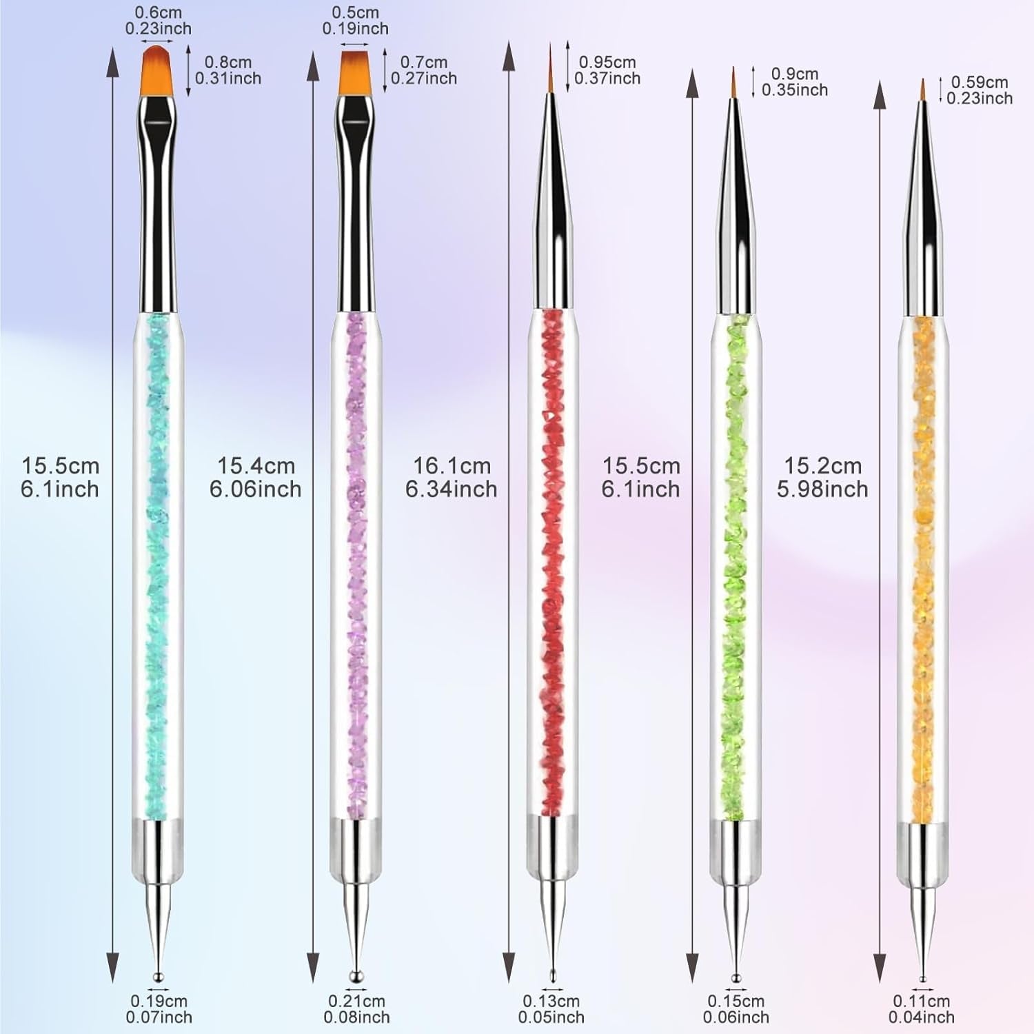 5 Stück Nagel Pinsel, Pinsel Für Gelnägel, Nageldesign Pinsel, Nail Art Dotting Tools, Für Herstellen Von Nagellack, Punktieren, Feinmalerei, DIY