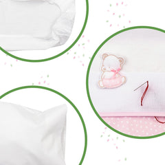 Juego de ropa de cama para capazo blanco y rosa, compuesto por 1 sábana bajera, 1 sábana encimera con cinta de Aida para bordar y 1 funda de almohada, 100% algodón, Made in Italy Edredones y edredones Naty Shop