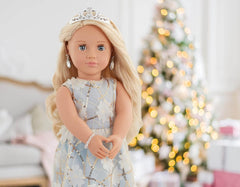 Our Generation - Ellory - 46 cm-Puppe mit geblümtem Kleid - Blondes Haar & Blaue Augen - Schmuck-Accessoires - Vorgetäuschtes Spiel - Spielzeug für Kinder ab 3 Jahren