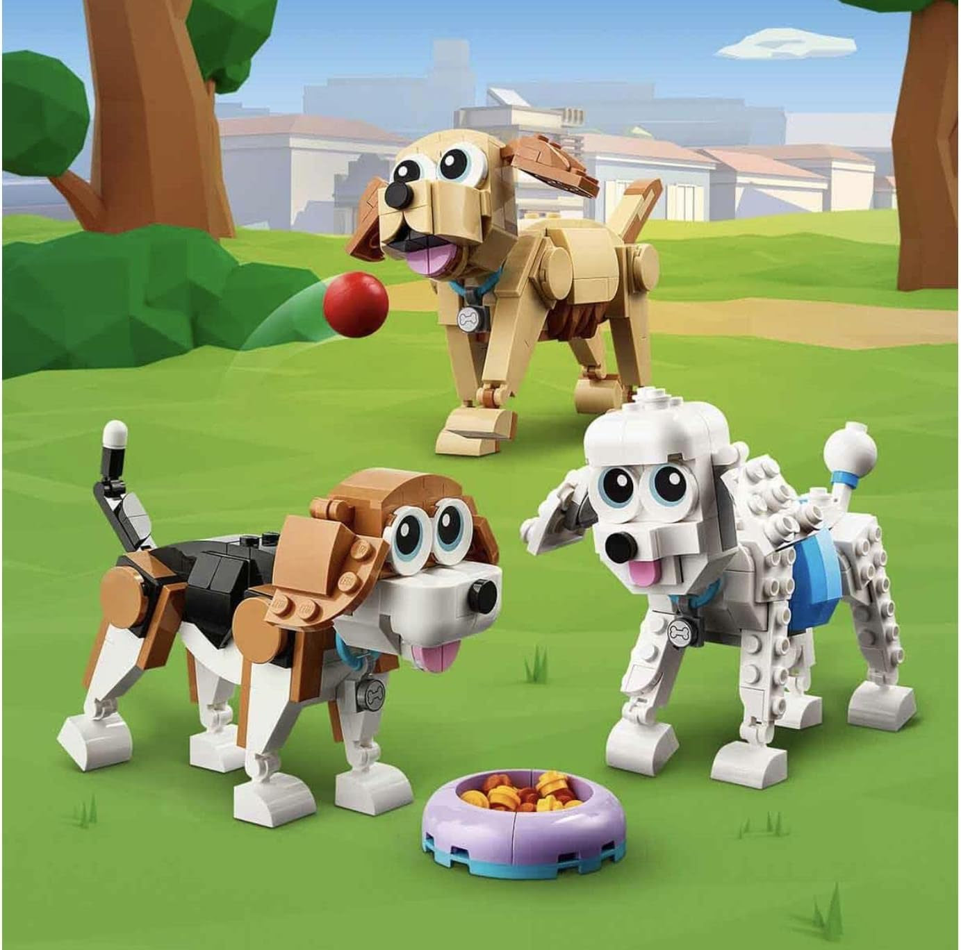 LEGO 31137 Creator 3In1 Set de câini drăguți cu figuri de animale Teckel, Pug, Poodle și multe altele, jucărie pentru copii 7+, cadou pentru iubitorii de câini Seturi de constructie Besuche den LEGO-Store