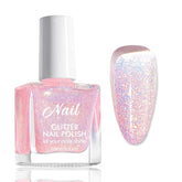 Oja cu sclipici roz - Oja non-toxică, pe bază de apă, pentru femei - Oja cu uscare rapidă - Oja cu sclipici reflectorizant pentru nail art DIY acasă (Roz transparent, 10 ml)