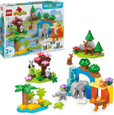 LEGO DUPLO Town Wildtier-Familien 3-in-1 Set - Lernspielzeug für Kleinkinder mit Tierfiguren - Montessori Spielzeug ab 2 Jahren mit Schildkröte, Tiger, Elefant, Hirsch & Panda Figuren - Geschenk 10446