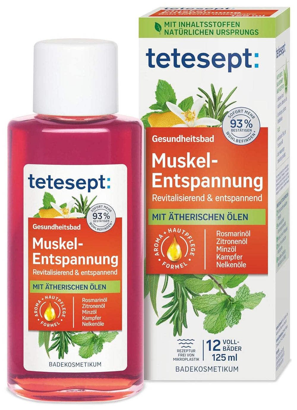 Tetesept Muskel, Aditivo de baño relajante después del esfuerzo físico, 125 ml Ducha y baño Naty Shop 125 ml Baño de relajación muscular