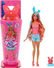 Barbie Pop-Reveal-Set aus Puppe und Accessoires, Shakes-Serie, duftende süße Kätzchen-Modepuppe & Haustier, mit 8 Überraschungen inklusive Farbwechsel, JCN87