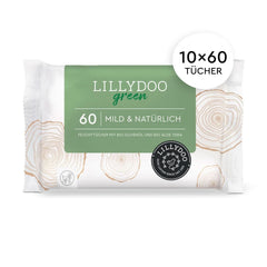 LILLYDOO Toallitas húmedas naturales verdes, 100% sin plástico, sin fragancia (mezcla FSC) Naty Shop Toallitas húmedas para bebés