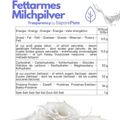 SaporePuro Leche Desnatada 1 kg - Alta Solubilidad Sin Gluten