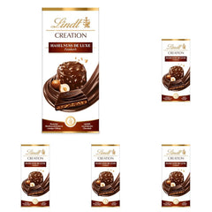 Lindt Creation Hazelnut De Luxe Bar - Chocolate amargo con avellanas crujientes en un relleno cremoso