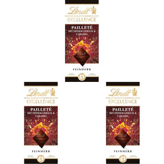 Lindt EXCELLENCE Trozos de masa con lentejuelas y caramelo - Chocolate negro fino con sabor intenso a cacao
