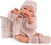 Antonio Juan Puppen für Neugeborne, Winterpfeife, Babypuppe realista, 42 cm, con ropita rosa, chupete y almohada incluidos