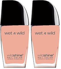 Wet n Wild Wild Shine Esmalte de uñas, sin formaldehído, tolueno ni ftalatos, fórmula de secado rápido de larga duración, rosa cosquillas (paquete de 2)