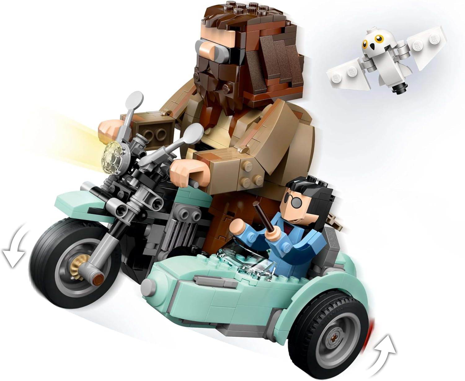 LEGO Harry Potter Hagrid and Harry's Motorbike Tour, jucărie cu motocicletă mobilă cu Sidecar & Hedwig Minifigure, cadou de ziua de naștere pentru fanii lumii vrăjitorilor, băieți și fete cu vârsta de 9+ 76443 Seturi de constructie Besuche den LEGO-Store