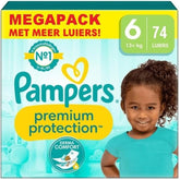 Pampers Premium Protection Talla 6, 74 pañales, 13 kg+, n.º 1 en comodidad y protección para pieles sensibles