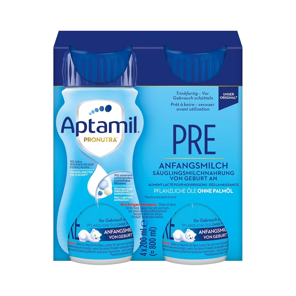 Aptamil Pronutra Pre - Fórmula infantil desde el nacimiento - Con aceites vegetales, sin aceite de palma - 6 x 4 x 200 ml (4800 ml)