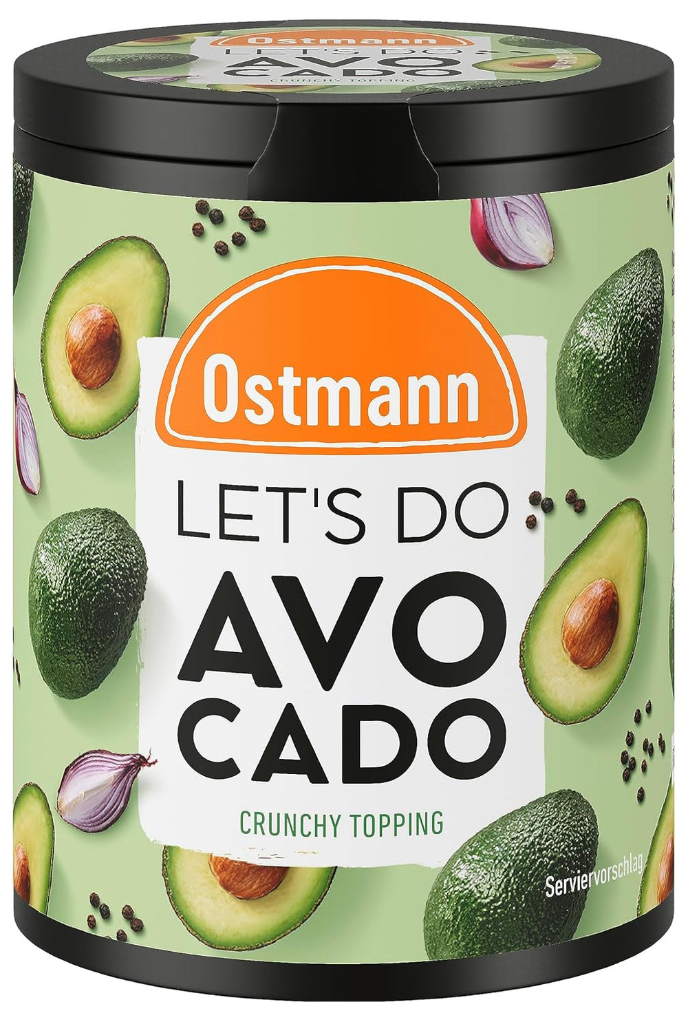 Ostmann Gewürze - Hagamos aguacate | Salsa para aguacate, guacamole o tazones | Cobertura crujiente con galletas, queso crema y sésamo negro | 70 g en barra de reciclaje Metalldose