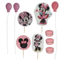 Set de 10 adornos comestibles para tartas de niñas – Minnie rosa
