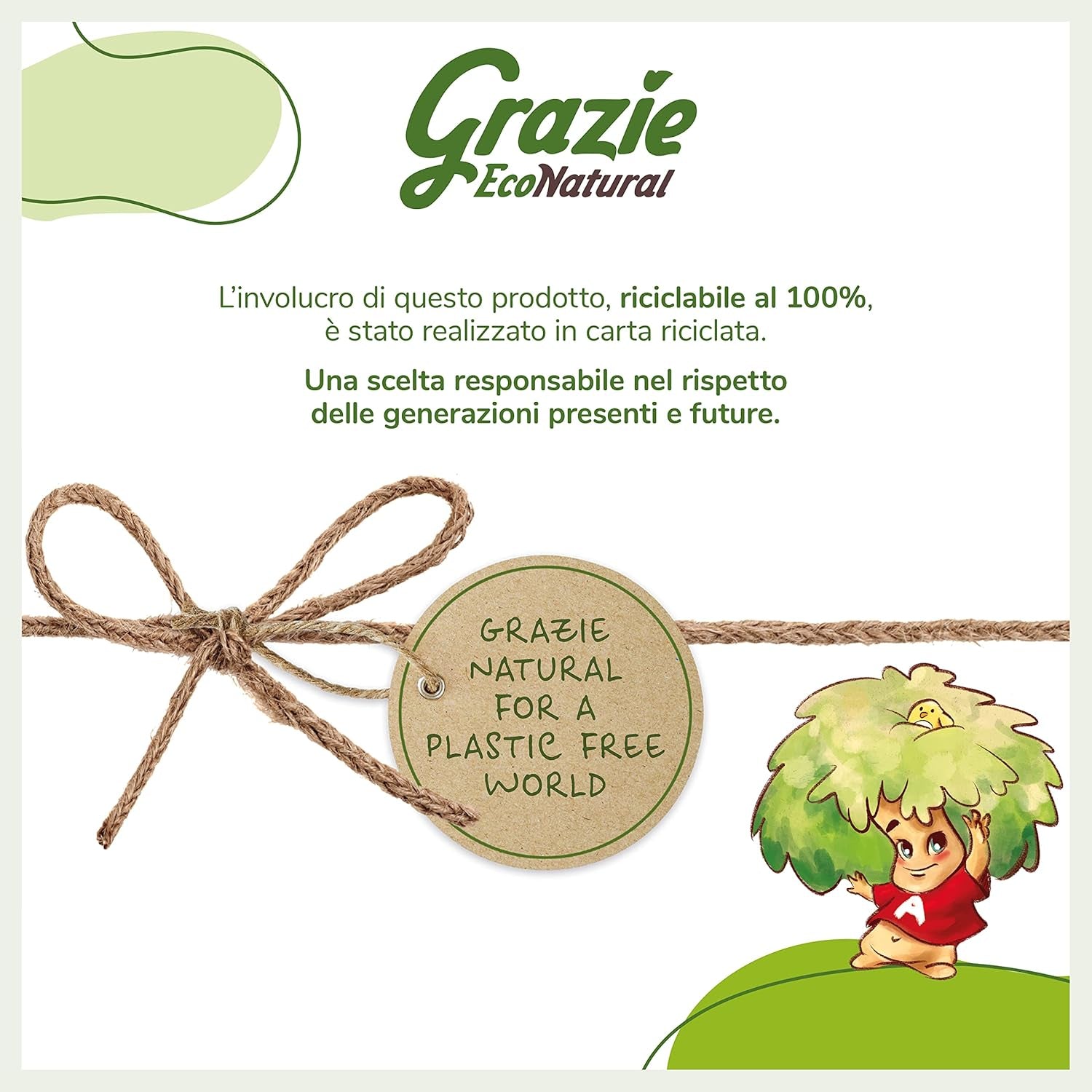 Grazie Natural, hârtie igienică Maxi Ecol FSC Paperpack, 12 role, testată dermatologic, hârtie igienică 100% reciclată, ecologică, fabricată în Italia