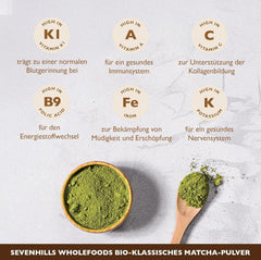 Sevenhills Wholefoods Bio Classic Matcha Pudră de ceai verde din Japonia 200 g, Uji, Kyoto, clasic
