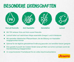 JOSERA Pateu de rață și pui cu pătrunjel (16 x 85 g) | Adult | Hrană umedă premium pentru pisici adulte | Pateu de rață și pui | Ulei de somon | Fără cereale | Hrană umedă pentru pisici în pliculețe proaspete | Pachet de 16