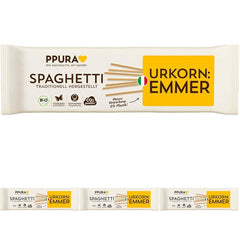 PPURA Pasta de Espagueti Bio con Emmer 500g, espaguetis de emmer 100% naturales, fabricados en Italia - Pasta italiana sin aditivos, colorantes ni conservantes