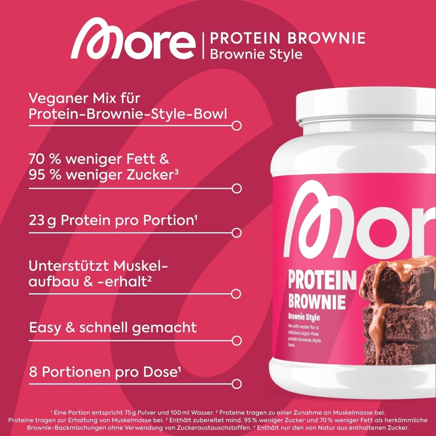MORE Protein Brownie, 600G, Vegane Backmischung Für Brownies Mit Der Extra Portion Protein, Geprüfte Qualität - Made in Germany Amestec pentru copt si gatit Naty Shop