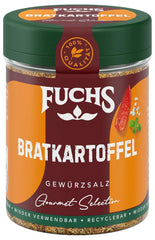Fuchs Gourmet Selection Klassisch/Heimisch – Bratkartoffel Gewürzsalz, nachfüllbares Kartoffel Gewürz, Salz zum Würzen von Brat- & Ofenkartoffeln, Pommes Frites & Co, vegano, 70 g