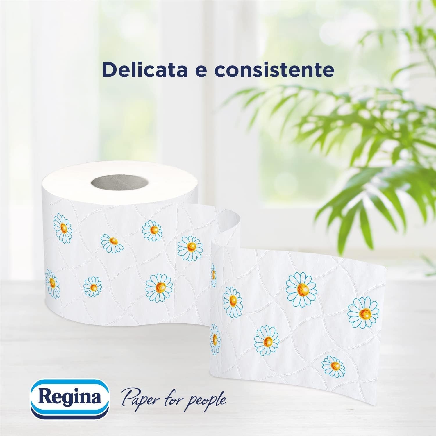Regina Cartacamomilla - 8 role hârtie igienică, 300 foi pufoase, 3 straturi, moale și consistentă, ambalaj din hârtie reciclabilă
