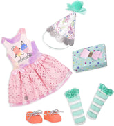 Glitter Girls - was für eine Überraschung! - Deluxe-Überraschungsparty-Outfit - Partykleid & Geburtstagshut - Easy-Fit Socken & Schuhe - 36 cm Puppen-Zubehör - 3 Jahre +