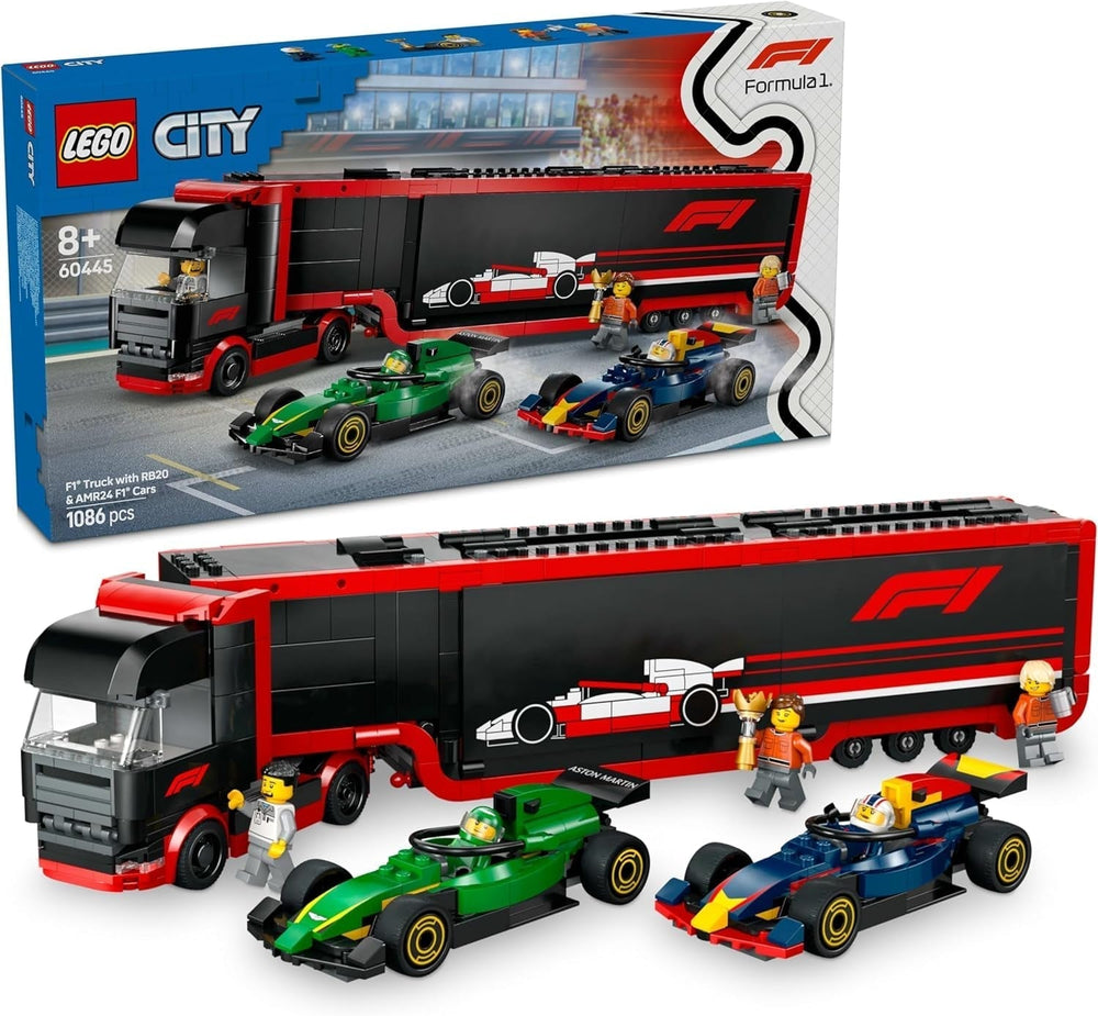 LEGO City Transporter F1 con coches de carreras RB20 y AMR24 F1 - Transporter de coches de juguete para los equipos de Fórmula 1 Red Bull y Aston Martin - Incl. 5 minifiguras: regalo para niños y niñas a partir de 8 años 60445 Juegos de construcción Beuche den LEGO-Store Título predeterminado